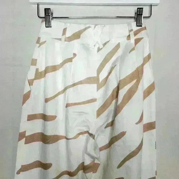Raquette women's brown zebra print pants wide leg tailored pants size small - Picture 3 of 10